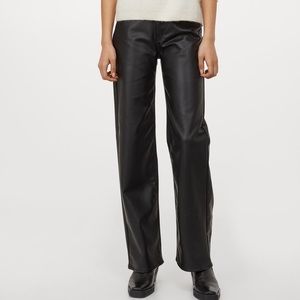 Black Faux Leather Wide Leg Pants